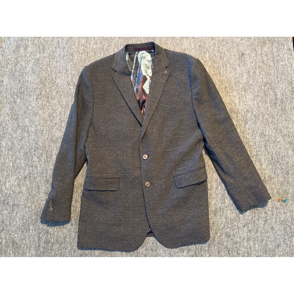Ted Baker London Mens Grey Textured Blazer Jacket Size 6 2 Button‎ Smart Casual